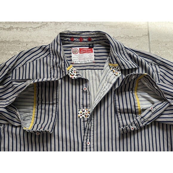 Robert Graham Other - Robert Graham Striped Fleur de lis 46732 Flip Cuff Shirt Men’s Size Large L